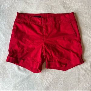 KUT From The Kloth Julia Walking Shorts Bright Red Cuffed Pockets Hook Zipper